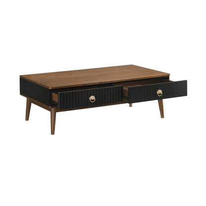 Armen Living - Amigo Black Veneer and Walnut Wood Coffee Table - LCAGCOWA veiw 3