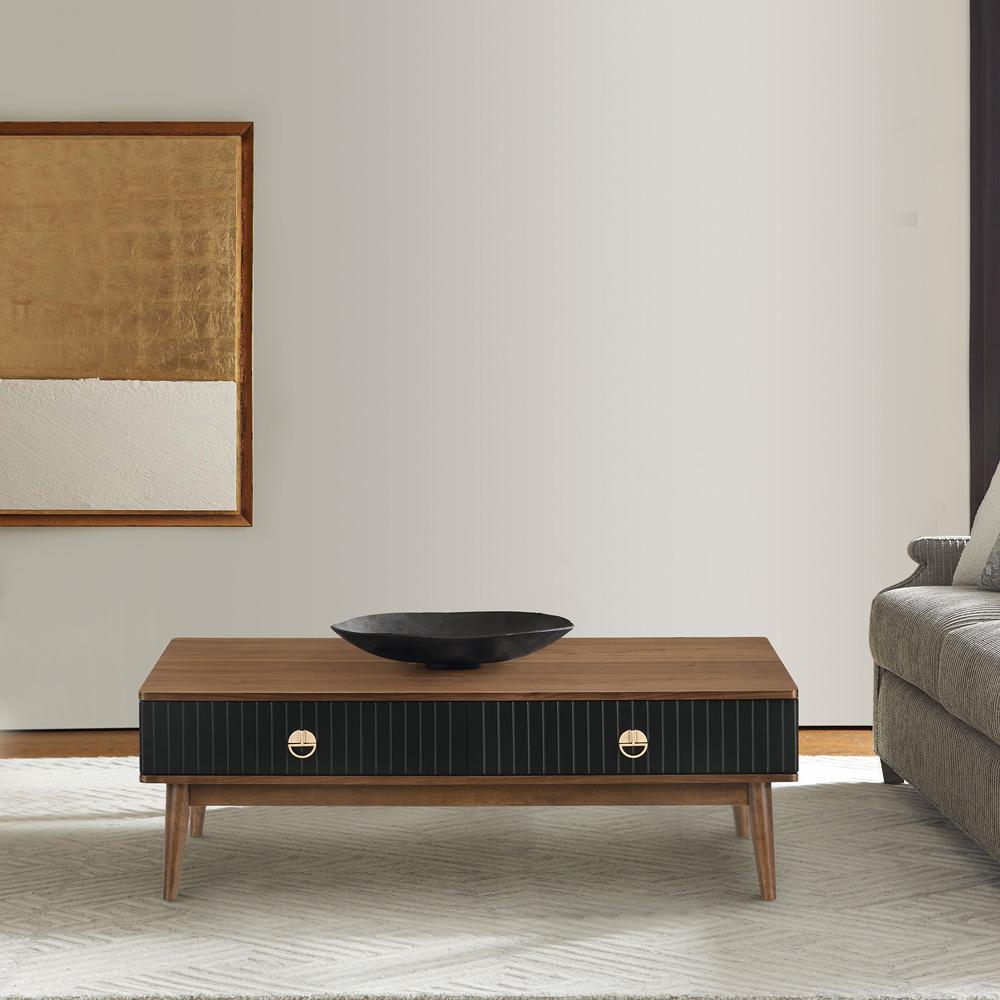 Armen Living - Amigo Black Veneer and Walnut Wood Coffee Table - LCAGCOWA veiw 5