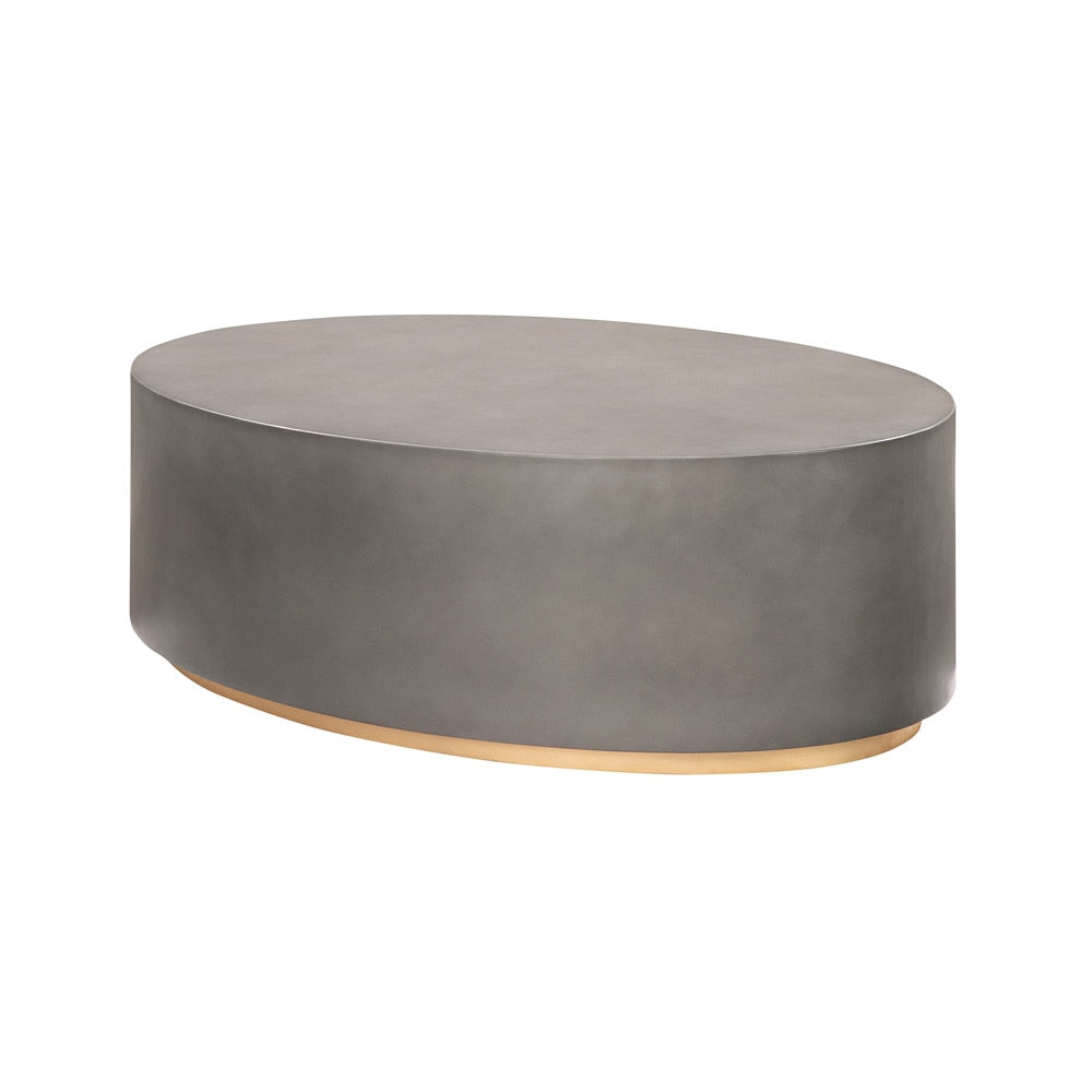 Armen Living Anais Concrete and Brass Oval Coffee Table - Thumbnail 3