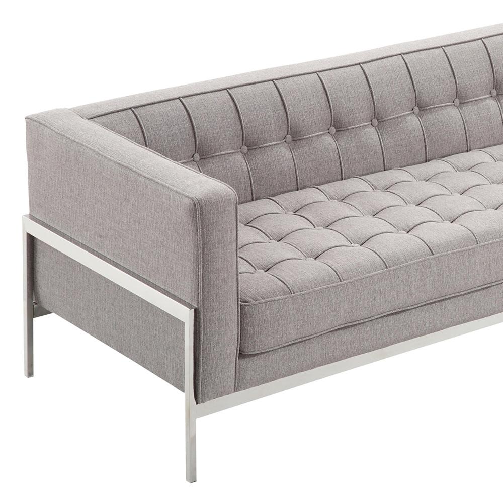 Armen Living - Andre Contemporary Sofa In Gray Tweed and Stainless Steel - LCAN3GR veiw 3