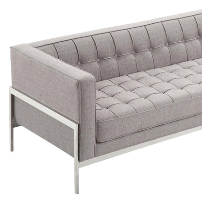 Armen Living - Andre Contemporary Sofa In Gray Tweed and Stainless Steel - LCAN3GR veiw 3