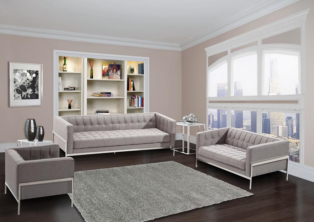 Armen Living - Andre Contemporary Sofa In Gray Tweed and Stainless Steel - LCAN3GR veiw 6