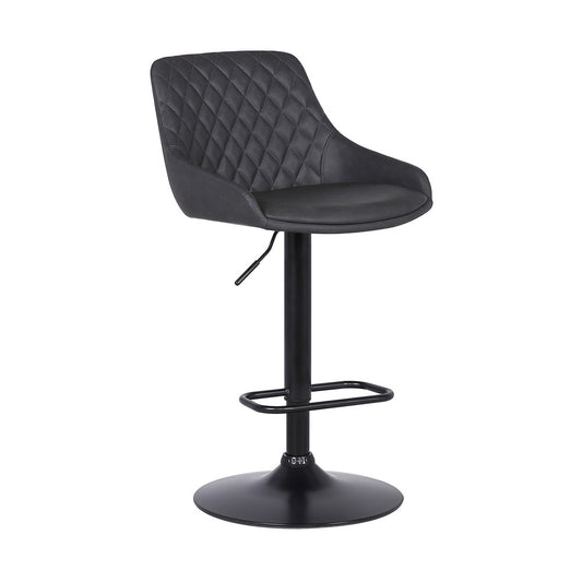 Armen Living - Anibal Adjustable Height Swivel Grey Faux Leather and Black Metal Bar Stool - LCANSWBABLGR veiw 1