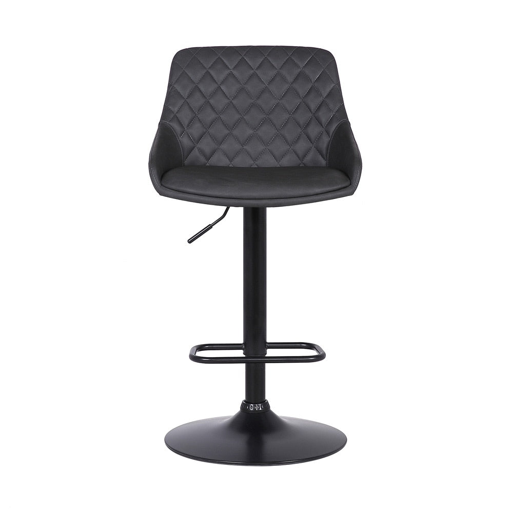 Armen Living - Anibal Adjustable Height Swivel Grey Faux Leather and Black Metal Bar Stool - LCANSWBABLGR veiw 2