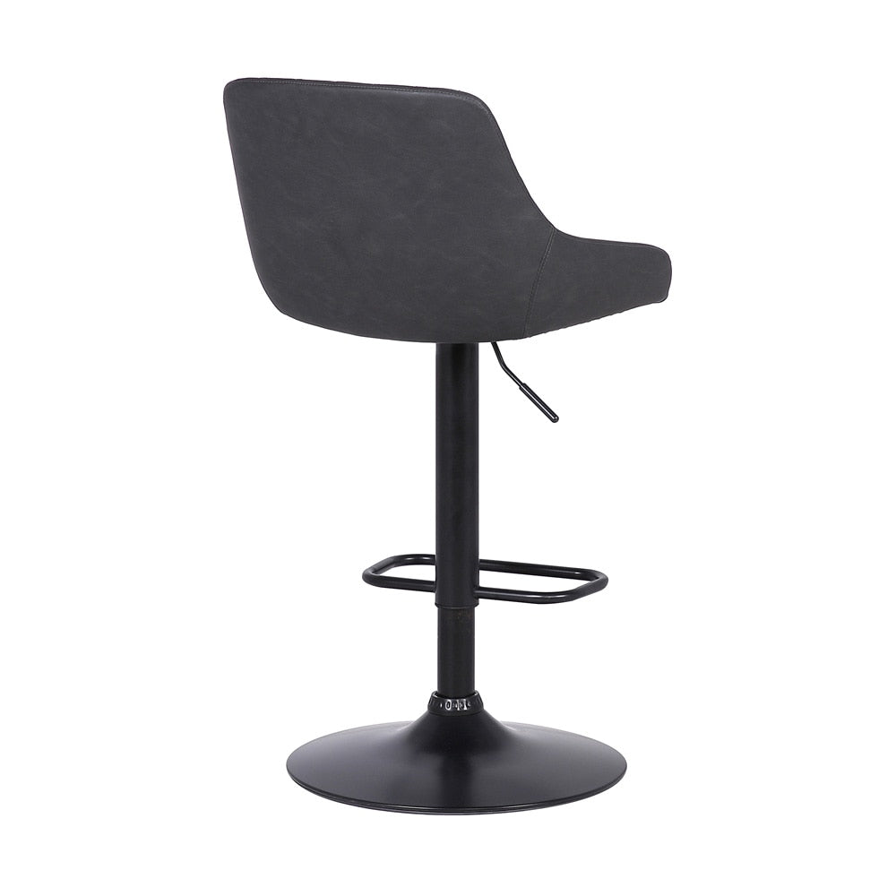 Armen Living - Anibal Adjustable Height Swivel Grey Faux Leather and Black Metal Bar Stool - LCANSWBABLGR veiw 4
