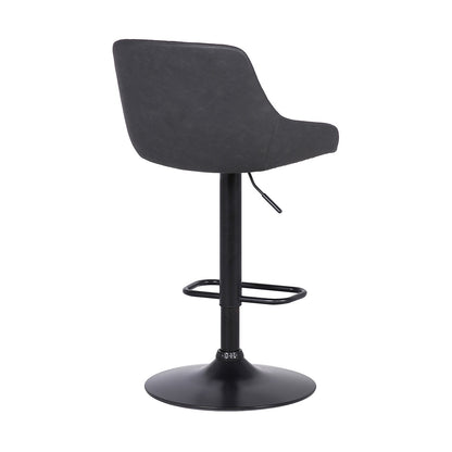 Armen Living - Anibal Adjustable Height Swivel Grey Faux Leather and Black Metal Bar Stool - LCANSWBABLGR veiw 4