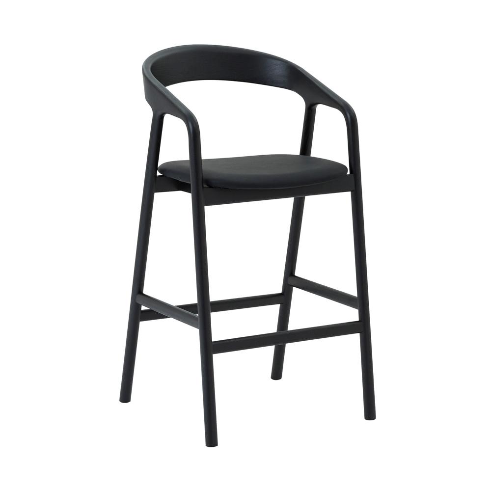 Armen Living - Apache Black Oak Wood and Faux Leather Bar Stool - LCAPBABLK30 veiw 1