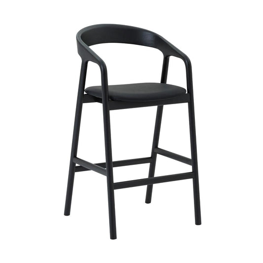 Armen Living - Apache Black Oak Wood and Faux Leather Bar Stool - LCAPBABLK30 veiw 1