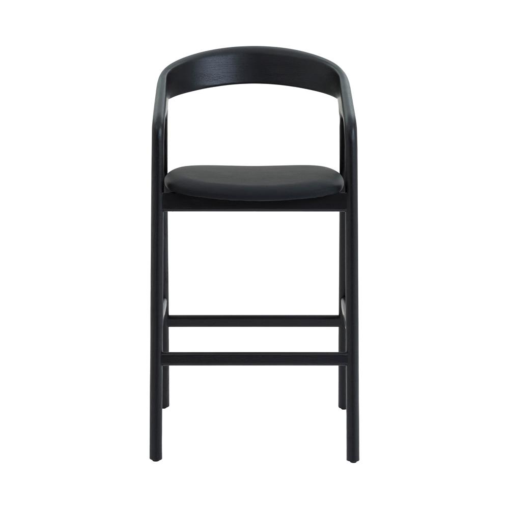 Armen Living - Apache Black Oak Wood and Faux Leather Bar Stool - LCAPBABLK30 veiw 2