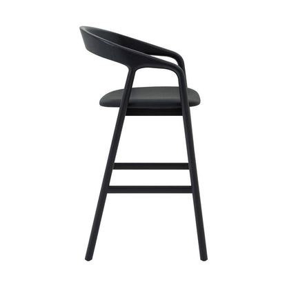 Armen Living - Apache Black Oak Wood and Faux Leather Bar Stool - LCAPBABLK30 veiw 3