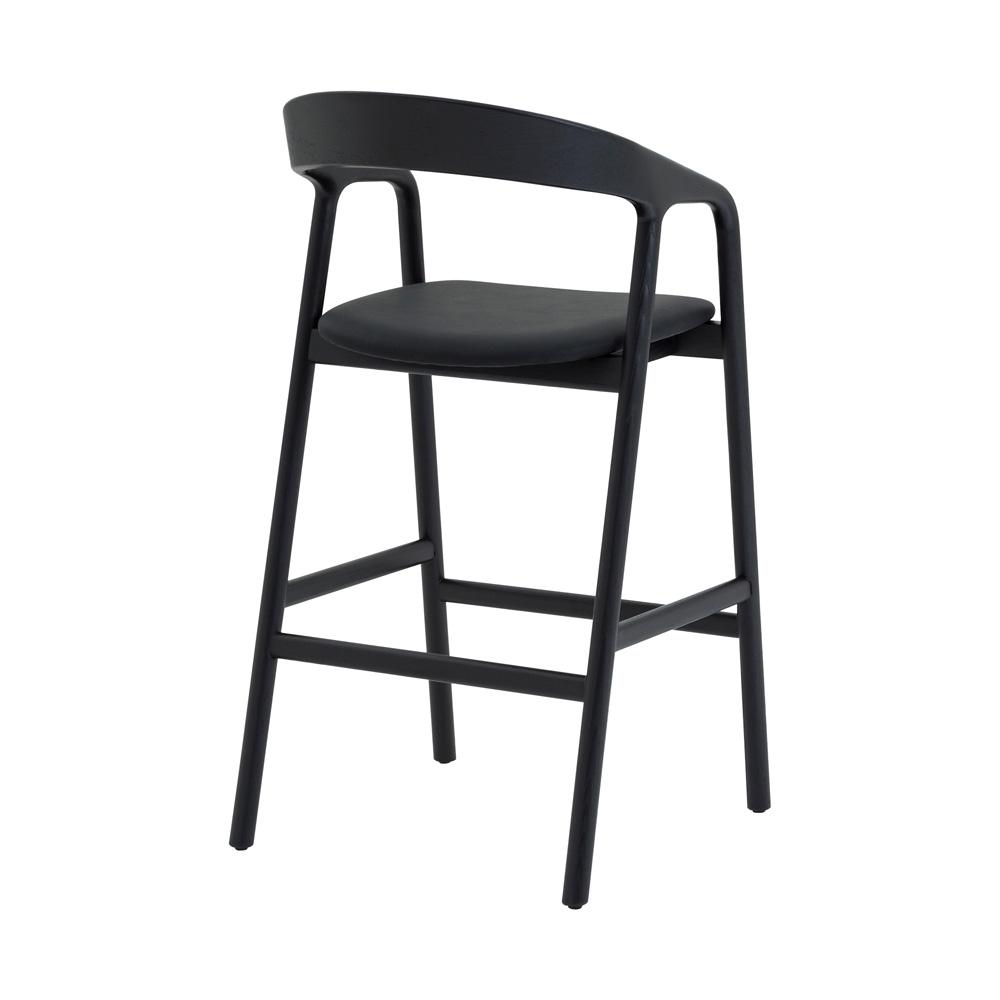 Armen Living - Apache Black Oak Wood and Faux Leather Bar Stool - LCAPBABLK30 veiw 4