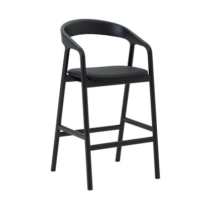 Armen Living - Apache Black Oak Wood and Faux Leather Counter Stool - LCAPBABLK26 veiw 1