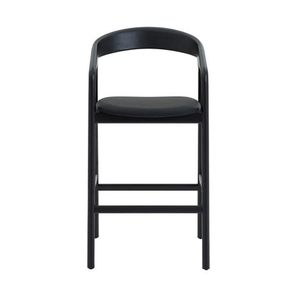 Armen Living - Apache Black Oak Wood and Faux Leather Counter Stool - LCAPBABLK26 veiw 2