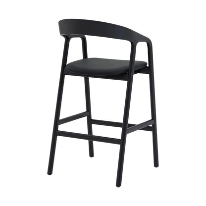 Armen Living - Apache Black Oak Wood and Faux Leather Counter Stool - LCAPBABLK26 veiw 4