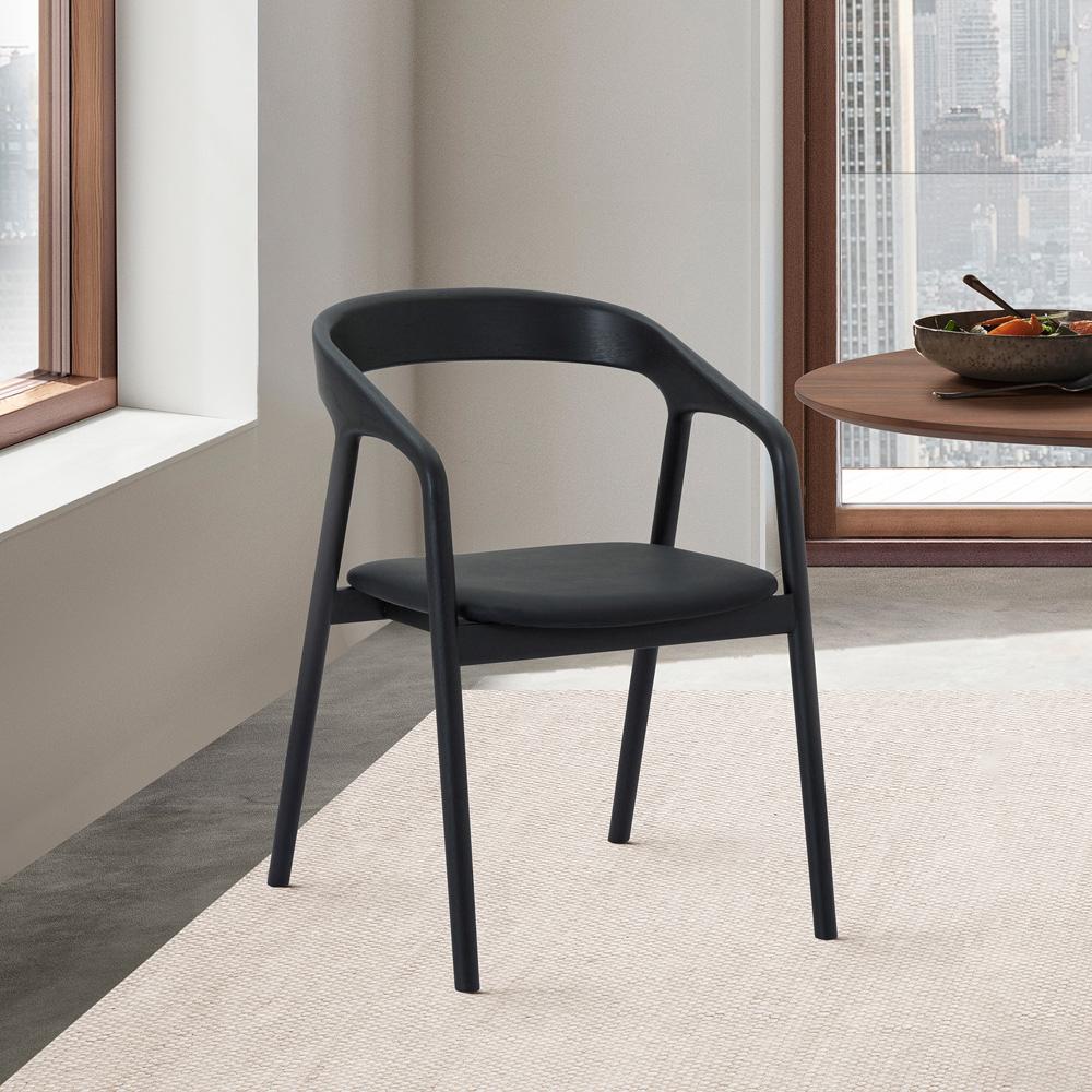 Armen Living - Apache Black Oak Wood and Faux Leather Dining Chair - LCAPSIBLK veiw 8