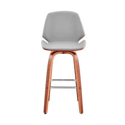 Armen Living  - Arabela 26in Gray Faux Leather and Walnut Wood Swivel Bar Stool - LCAABAWAGR26 veiw 2