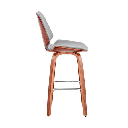 Armen Living  - Arabela 26in Gray Faux Leather and Walnut Wood Swivel Bar Stool - LCAABAWAGR26 veiw 3
