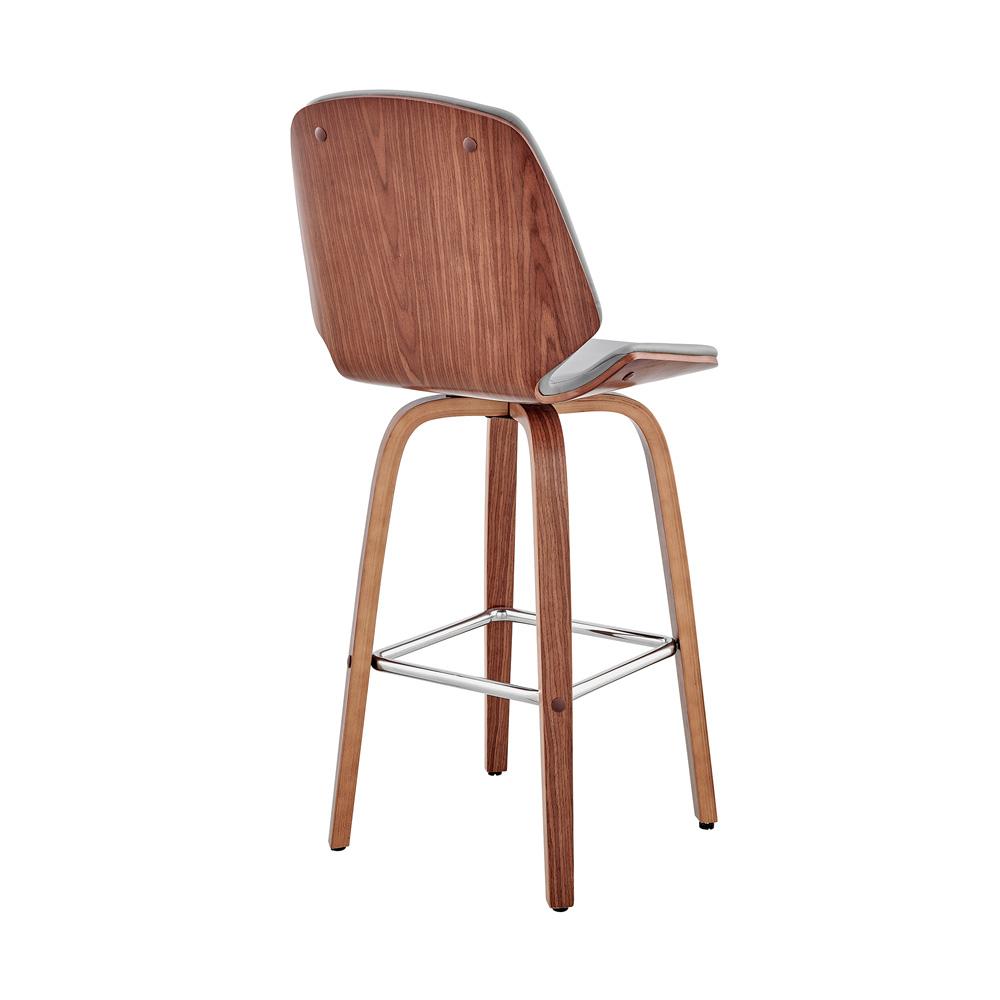 Armen Living  - Arabela 26in Gray Faux Leather and Walnut Wood Swivel Bar Stool - LCAABAWAGR26 veiw 4