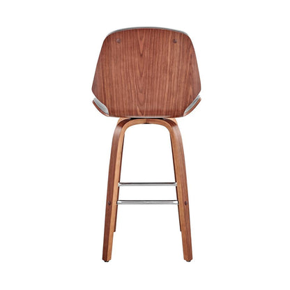 Armen Living  - Arabela 26in Gray Faux Leather and Walnut Wood Swivel Bar Stool - LCAABAWAGR26 veiw 5