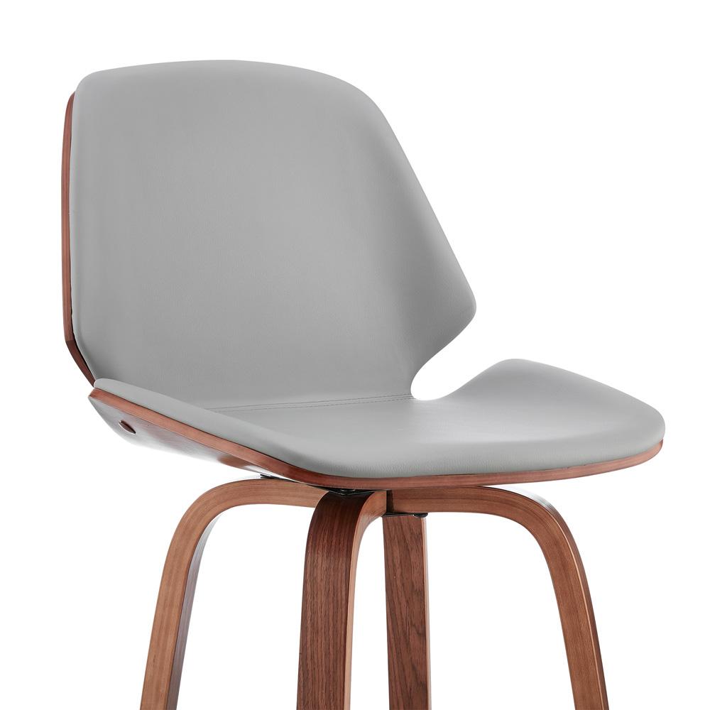 Armen Living  - Arabela 26in Gray Faux Leather and Walnut Wood Swivel Bar Stool - LCAABAWAGR26 veiw 6