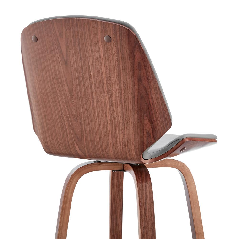 Armen Living  - Arabela 26in Gray Faux Leather and Walnut Wood Swivel Bar Stool - LCAABAWAGR26 veiw 7