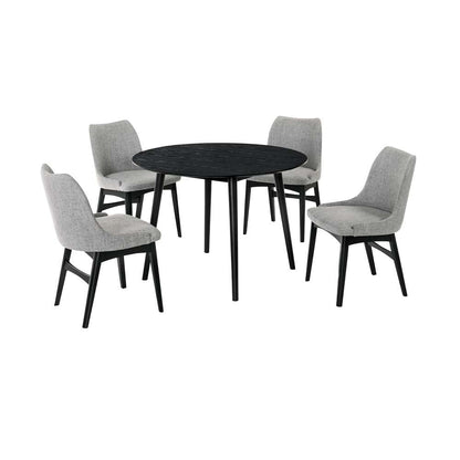 Armen Living - Arcadia and Azalea 42in Round Grey and Black Wood 5 Piece Dining Set - SETARDI5AZBLGR42 veiw 1