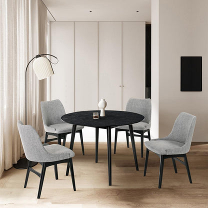 Armen Living - Arcadia and Azalea 42in Round Grey and Black Wood 5 Piece Dining Set - SETARDI5AZBLGR42 veiw 8