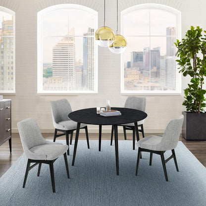 Armen Living - Arcadia and Azalea 48in Round Grey and Black Wood 5 Piece Dining Set - SETARDI5AZBLGR48 veiw 8