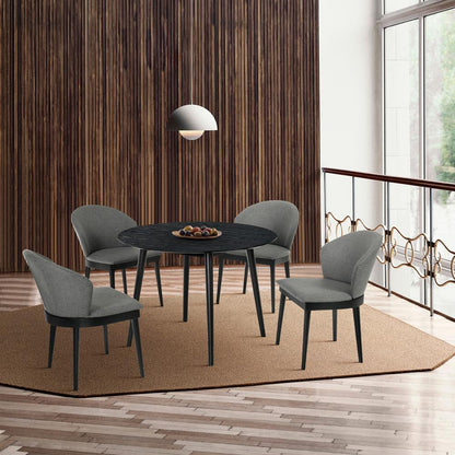 Armen Living - Arcadia and Juno 42in Round Charcoal and Black Wood 5 Piece Dining Set - SETARDI5JNBLCH42 veiw 8