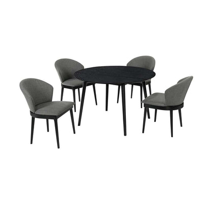 Armen Living - Arcadia and Juno 48in Round Charcoal and Black Wood 5 Piece Dining Set - SETARDI5JNBLCH48 veiw 1