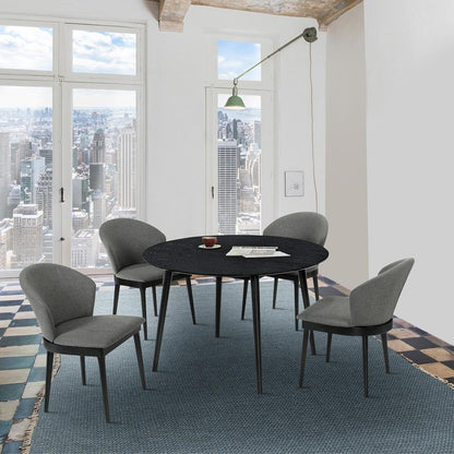 Armen Living - Arcadia and Juno 48in Round Charcoal and Black Wood 5 Piece Dining Set - SETARDI5JNBLCH48 veiw 8