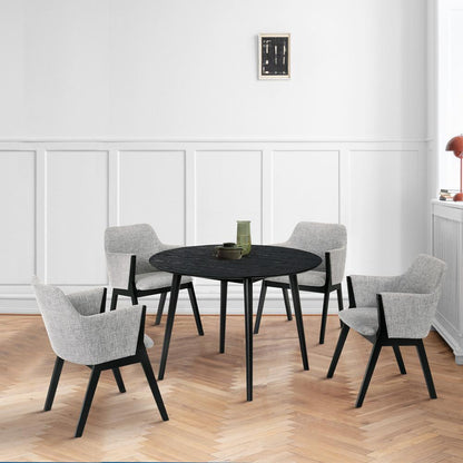 Armen Living - Arcadia and Renzo 42in Round Grey and Black Wood 5 Piece Dining Set - SETARDI5REBLGR42 veiw 8