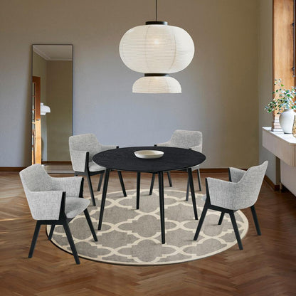 Armen Living - Arcadia and Renzo 48in Round Grey and Black Wood 5 Piece Dining Set - SETARDI5REBLGR48 veiw 8
