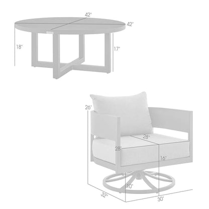 Armen Living - Argiope 3 Piece Patio Outdoor Swivel Seating Set in Dark Grey Aluminum with Grey Cushions - 840254332638 veiw 7