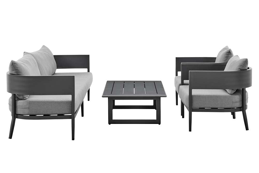 Armen Living - Argiope 4 Piece Outdoor Dark Gray Aluminum & Fabric Outdoor Conversation Set - 840254333031 veiw 1