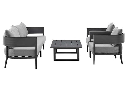Armen Living - Argiope 4 Piece Outdoor Dark Gray Aluminum & Fabric Outdoor Conversation Set - 840254333031 veiw 1