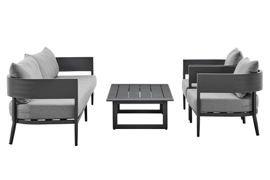 Armen Living - Argiope 4 Piece Outdoor Dark Gray Aluminum & Fabric Outdoor Conversation Set - 840254333031 veiw 1