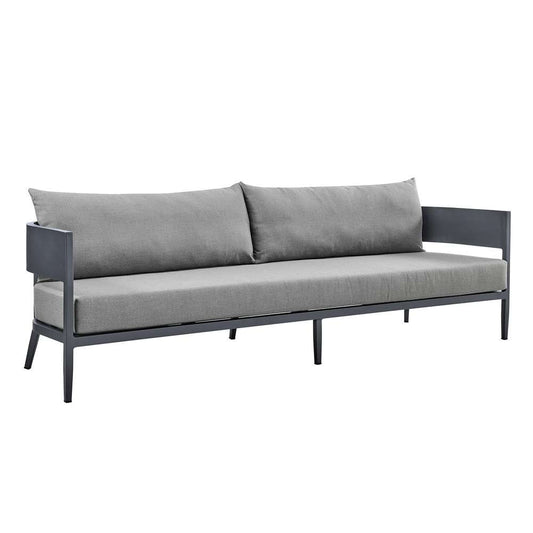 Armen Living - Argiope 4 Piece Outdoor Dark Gray Aluminum & Fabric Outdoor Conversation Set - 840254333031 veiw 2