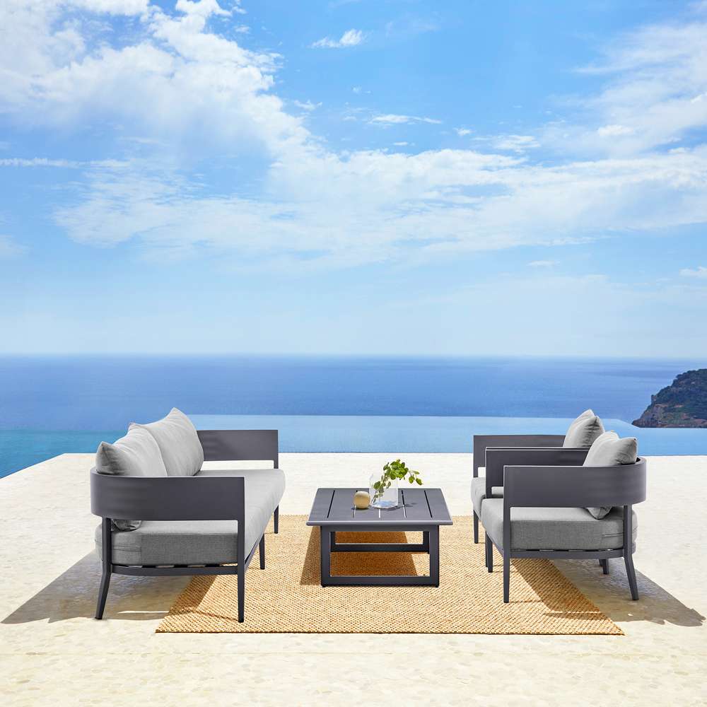 Armen Living - Argiope 4 Piece Outdoor Dark Gray Aluminum & Fabric Outdoor Conversation Set - 840254333031 veiw 7