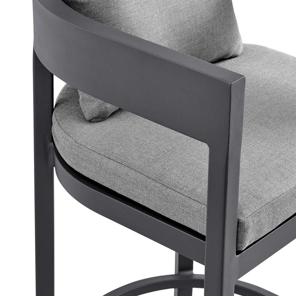 Armen Living - Argiope Outdoor Patio 5-Piece Bar Table Set in Aluminum with Grey Cushions - 840254333178 veiw 6