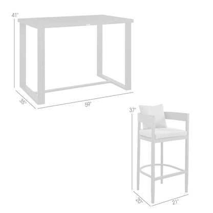Armen Living - Argiope Outdoor Patio 5-Piece Bar Table Set in Aluminum with Grey Cushions - 840254333178 veiw 7
