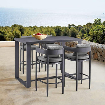 Armen Living - Argiope Outdoor Patio 5-Piece Bar Table Set in Aluminum with Grey Cushions - 840254333178 veiw 8