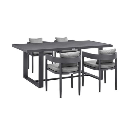 Armen Living - Argiope Outdoor Patio 5-Piece Dining Table Set in Aluminum with Grey Cushions - 840254333277 veiw 1