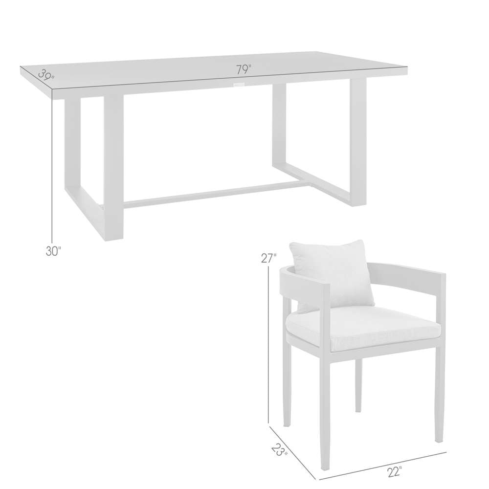 Armen Living - Argiope Outdoor Patio 5-Piece Dining Table Set in Aluminum with Grey Cushions - 840254333277 veiw 7
