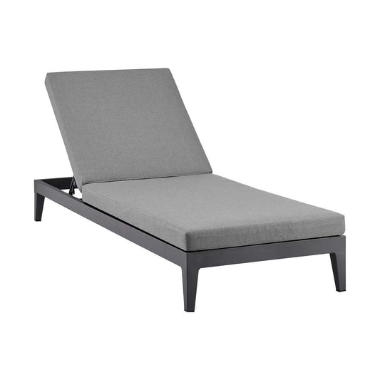Armen Living - Argiope Outdoor Patio Adjustable Chaise Lounge Chair in Aluminum with Grey Cushions - 840254333017 veiw 1