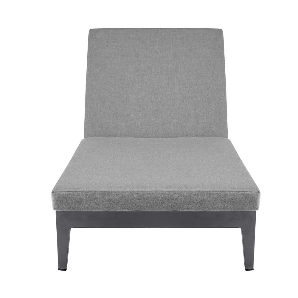 Armen Living - Argiope Outdoor Patio Adjustable Chaise Lounge Chair in Aluminum with Grey Cushions - 840254333017 veiw 2