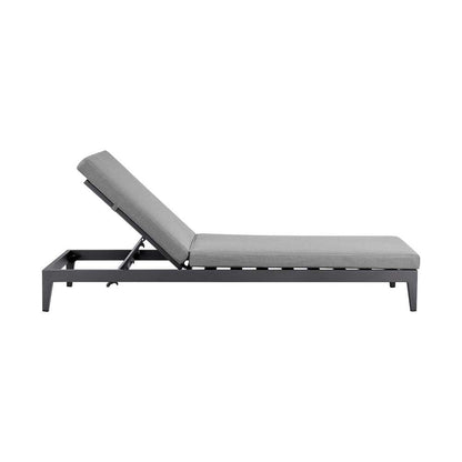 Armen Living - Argiope Outdoor Patio Adjustable Chaise Lounge Chair in Aluminum with Grey Cushions - 840254333017 veiw 3
