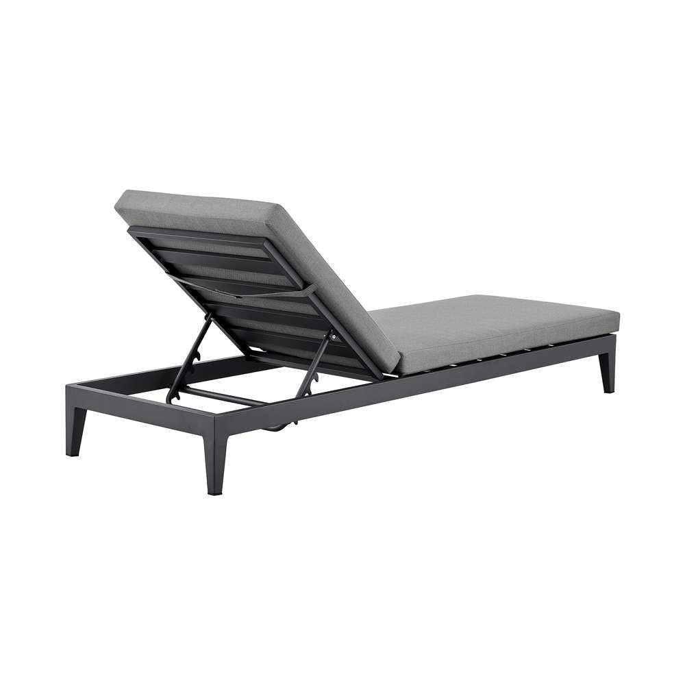 Armen Living - Argiope Outdoor Patio Adjustable Chaise Lounge Chair in Aluminum with Grey Cushions - 840254333017 veiw 4