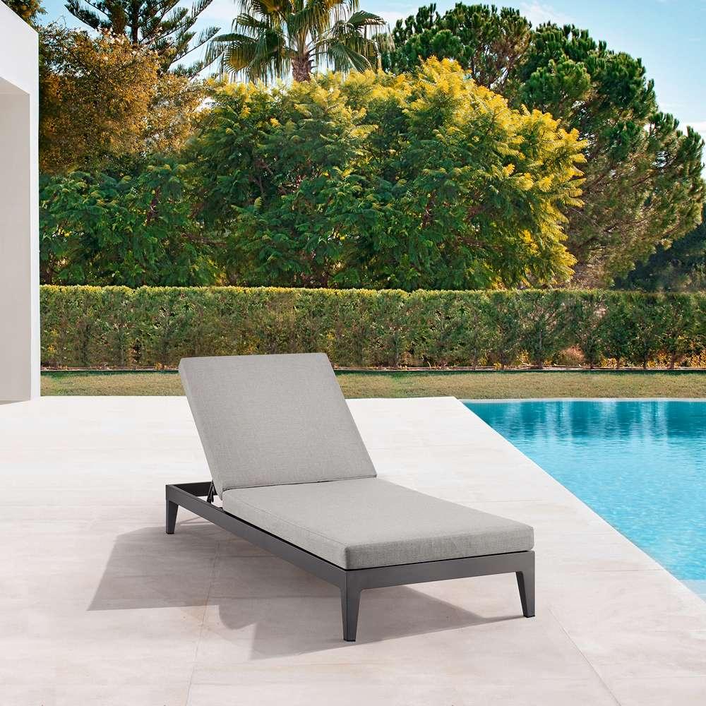 Armen Living - Argiope Outdoor Patio Adjustable Chaise Lounge Chair in Aluminum with Grey Cushions - 840254333017 veiw 8