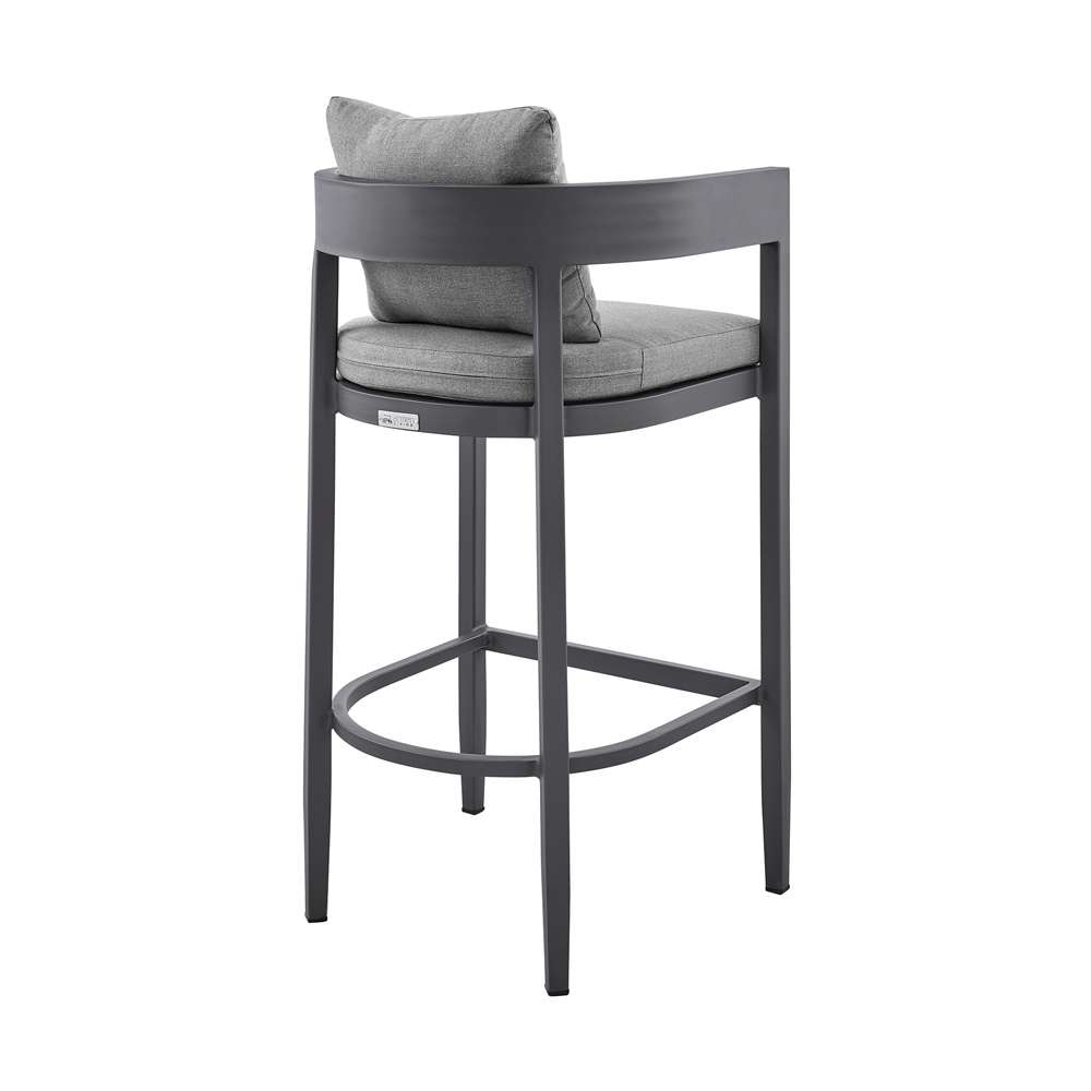Armen Living - Argiope Outdoor Patio Bar Stool in Aluminum with Grey Cushions - 840254332973 veiw 4
